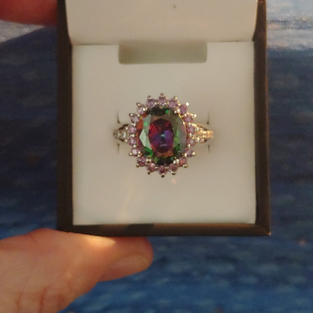 Mystic Topaz & Amethyst ring